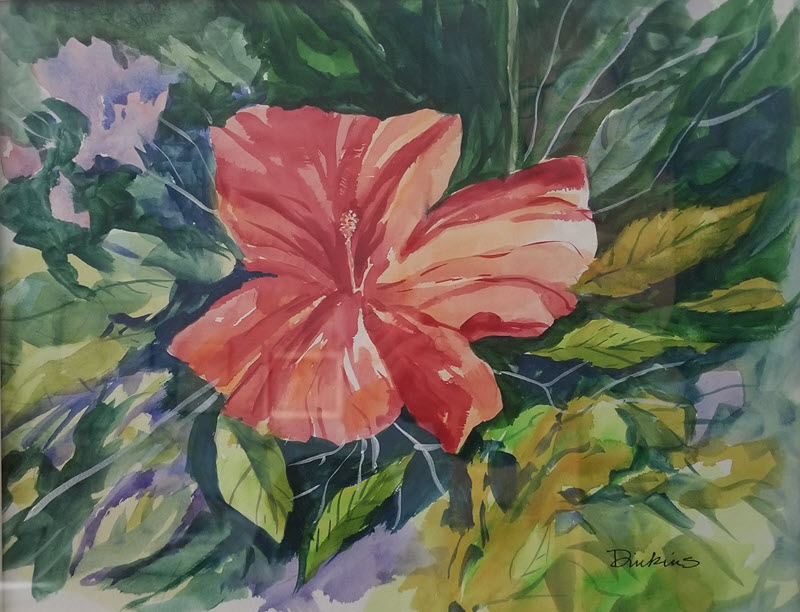Hibiscus, a watercolor painting by William Dinkins